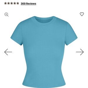 Skims water 💦💧 cotton rib tee shirt AND cotton rib boxer in color water💧🆕